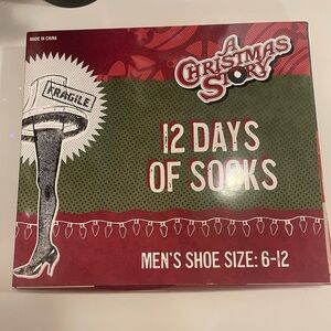 12 Days of Socks Men's Shoe Size 6-12 A Christmas Story Socks Advent Calendar
